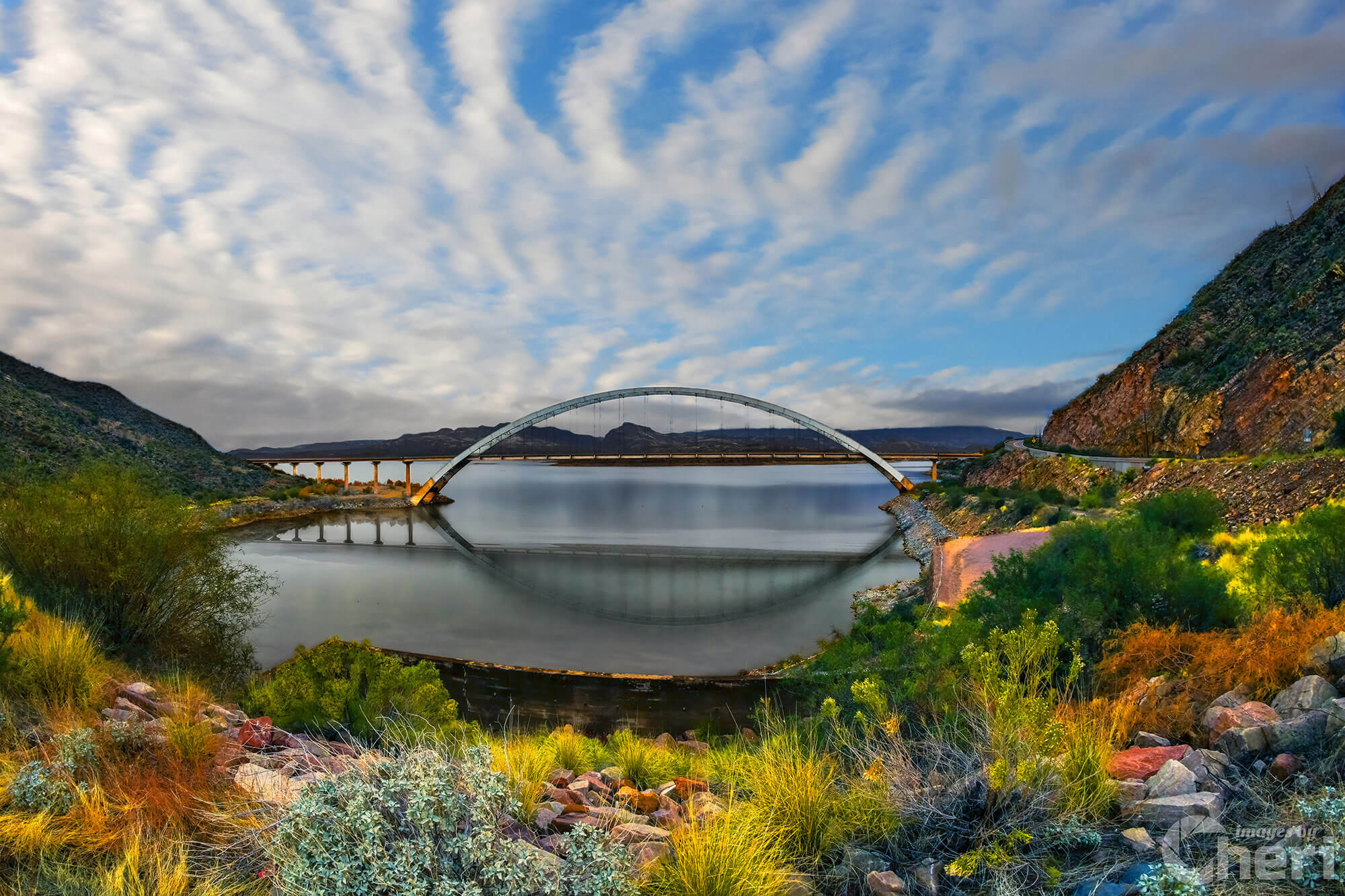 Reflections of Connection: Roosevelt Lake Bridge