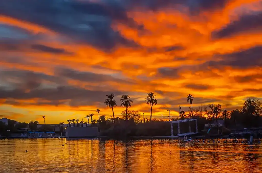 Fiery Horizon: Sunset at Lake Havasu