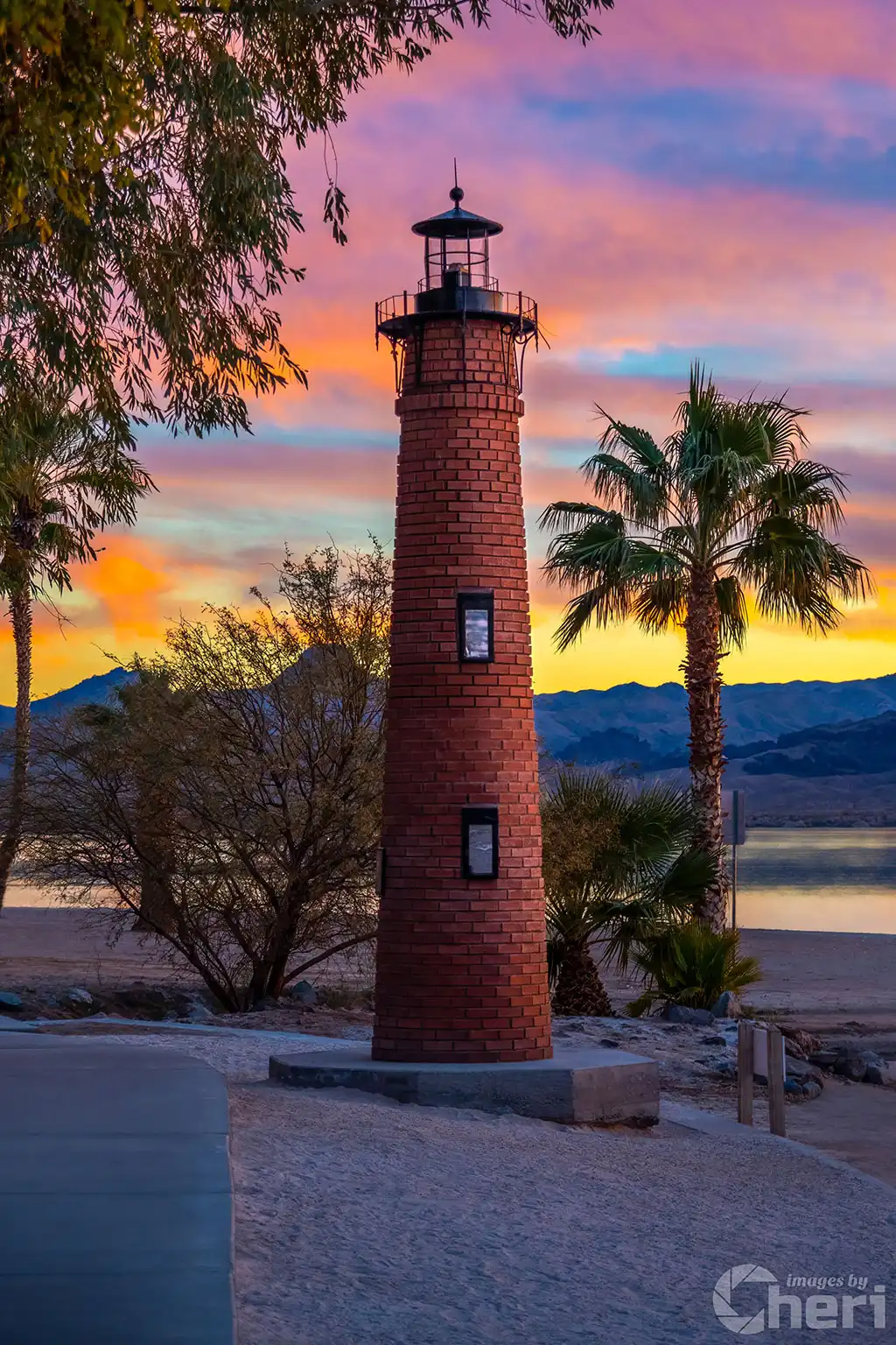 Lighthouse Glow: Lake Havasu Lighthouse at Sunset