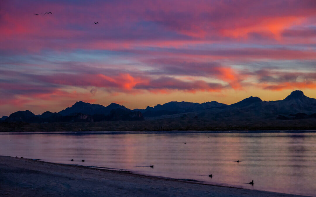 Colorful Dusk Serenity: Sunset at Lake Havasu