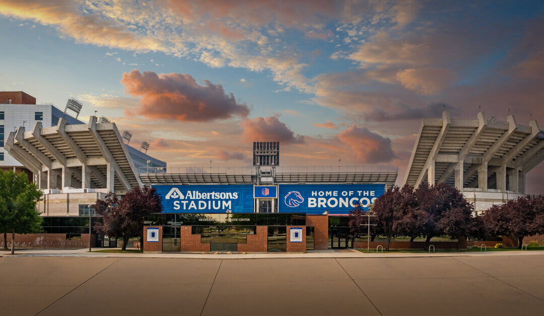 Boise State Broncos Home Field: Albertsons Stadium at Dusk
