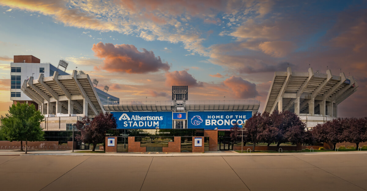 Boise State Broncos Home Field: Albertsons Stadium at Dusk