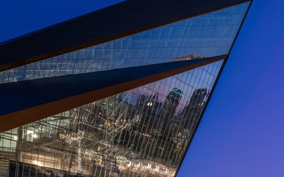 Skol Vikings Battleship: Close-Up of U.S. Bank Stadium’s Glass Structure