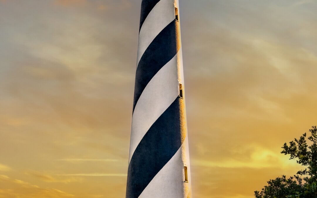 Lighthouse Majesty: Cape Hatteras Lighthouse in Sunny Clouds