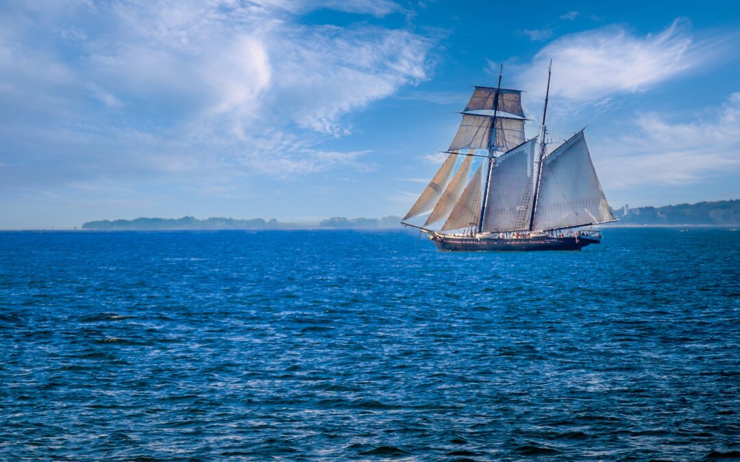 Sailing Past Martha’s Vineyard: Sailboat off Cape Cod’s Coast