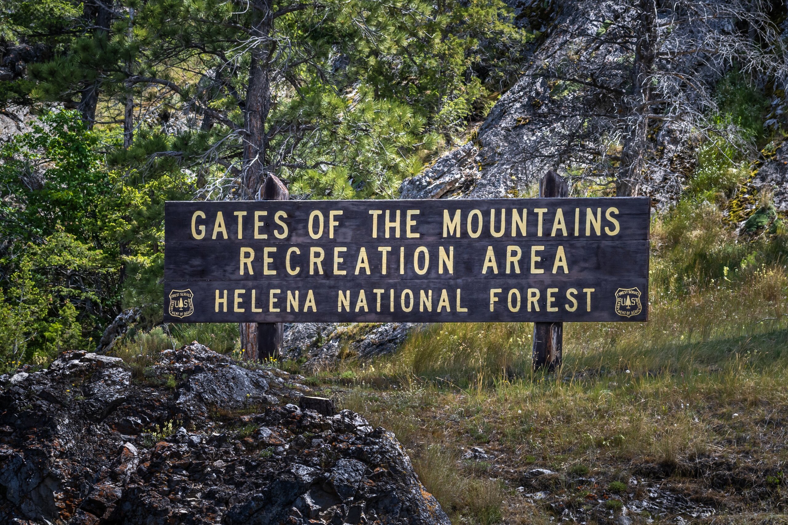 Welcome to Gates of the Mountains Recreation Area: Helena National Forest Sign Welcome to Gates of the Mountains Recreation Area: Helena National Forest Sign